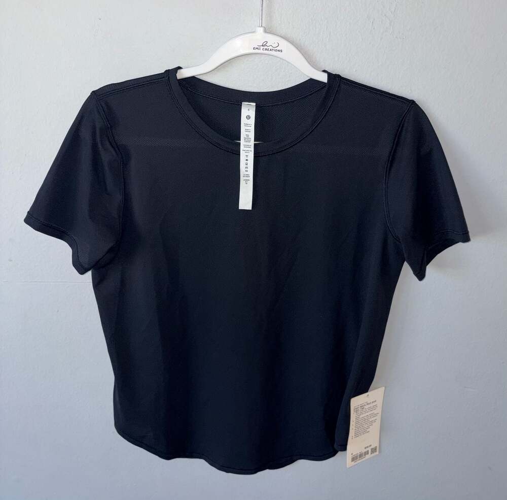 Lululemon High Neck Run and Train Tee Black Size 6 NWT